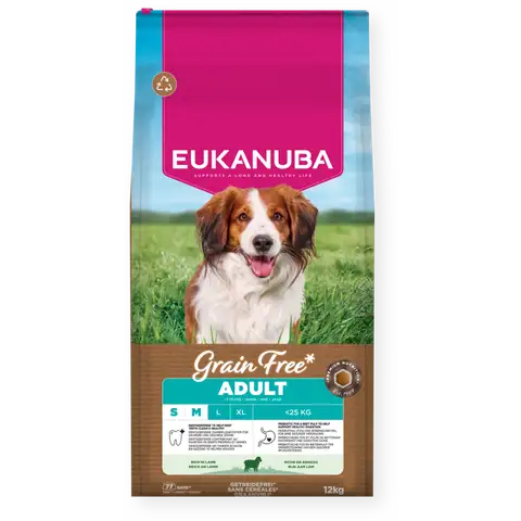 Eukanuba Krmivo Grain Free** s jehněčím masem pro dospělé psy malých a středně velkých plemen