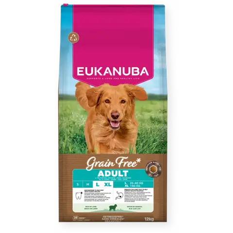 Eukanuba Krmivo Grain Free** s jehněčím masem pro dospělé psy velkých plemen