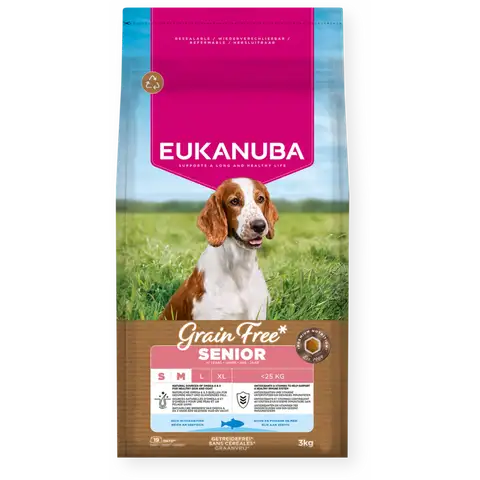 Eukanuba Krmivo Grain Free* s mořskými rybami pro psí seniory malých a středně velkých plemen