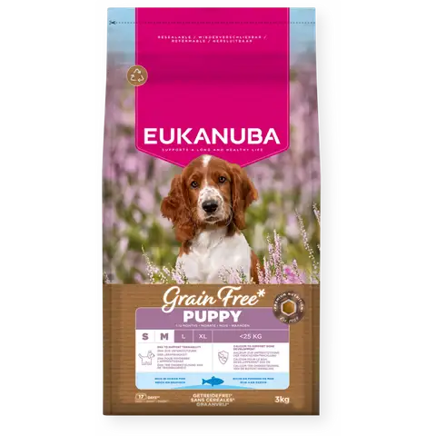 Eukanuba Krmivo Grain Free* s mořskými rybami pro štěňata malých a středně velkých plemen