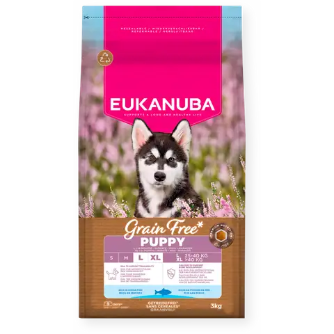 Eukanuba Krmivo Grain Free* s mořskými rybami pro štěňata velkých plemen