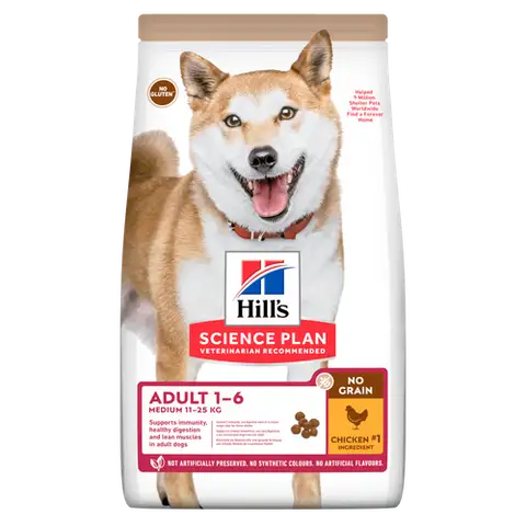 Hill's Hill’s Science Plan No Grain Medium Adult krmivo pro psy s kuřetem — bez obilovin