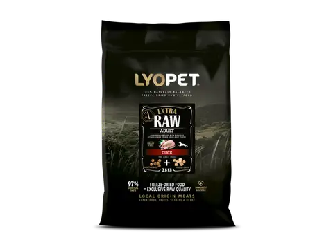 Lyopet Extra Raw Adult Duck bezobilné granule pro psy s kachním masem