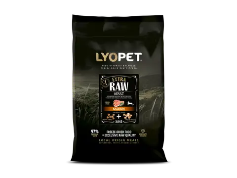 Lyopet Extra Raw Adult Salmon bezobilné granule pro psy s lososem
