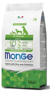 Monge Monge Natural Superpremium All breeds Adult Monoprotein Rabbit with Rice and Potatoes