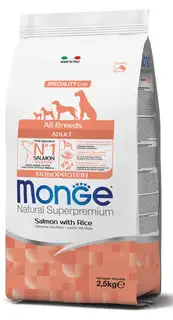 Monge Monge Natural Superpremium All breeds Adult Monoprotein Salmon with Rice