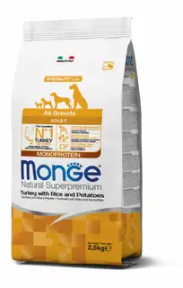 Monge Monge Natural Superpremium All Breeds Adult Monoprotein Turkey with Rice and Potatoes