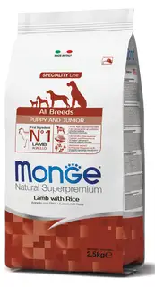 Monge Monge Natural Superpremium All breeds Puppy and Junior Lamb with Rice