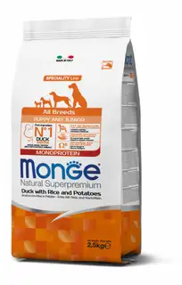 Monge Monge Natural Superpremium All breeds Puppy and Junior Monoprotein Duck with Rice and Potatoes