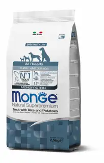 Monge Monge Natural Superpremium All breeds Puppy and Junior Monoprotein Trout with Rice and Potatoes