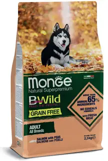 Monge Monge Natural SuperPremium Grain Free Formula All Breeds Adult Dog Salmon with Peas