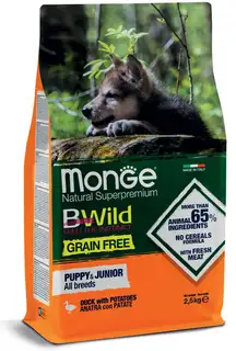 Monge Monge Natural SuperPremium Grain Free Formula All Breeds Puppy & Junior Dog Duck with Potatoes