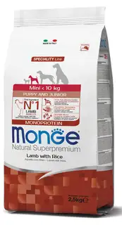 Monge Monge Natural Superpremium Mini Puppy and Junior Monoprotein Lamb with Rice