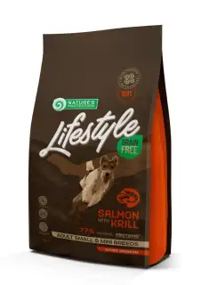 Nature's Protection Dry grain free food for adult, small and mini breed dogs with salmon and krill