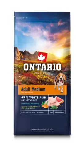 Ontario Ontario Adult pro střední plemena bílá ryba s hnědou rýží