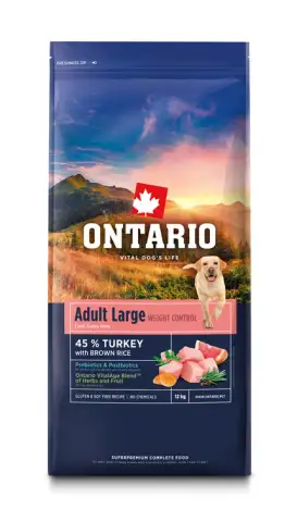 Ontario Ontario Adult pro velká plemena krůtí s hnědou rýží na kontrolu hmotnosti
