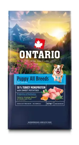 Ontario Ontario Puppy & Junior pro všechna plemena krůtí monoprotein s batáty